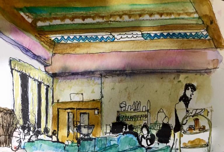 Plaza Cafe Illustrated by Liz Akerley